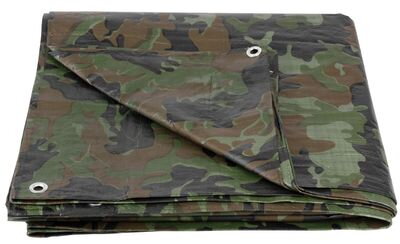 Nepremokavá krycia plachta Tarpaulin Khaki 2x4 m, 80 g/m, zakrývacia, oliva/kamufláž, s okami