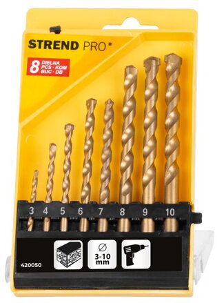 Sada vrtákov STREND PRO FD023, 8 dielna, 3-10 mm, TiN