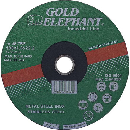 Rezný kotúč na kov a nerez Gold Elephant 41AA 115x1,0x22,2 mm, A46TBF