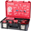 Set Worcraft XCUBE001 Toolbox, skrutkovač + uhlová brúska 125 mm, 2x 4.0 Ah akumulátor, 1x nabíjačka