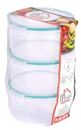 MagicHome Dóza Lunchbox R808 3x0,80 lit, sada 3 ks, okrúhle, Clip