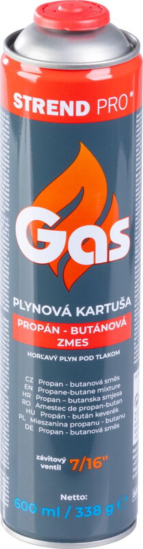 Kartuš Strend Pro, 600 ml, 338 g, Propán-Bután, štandardný závit