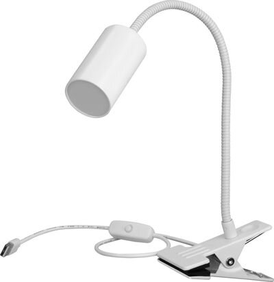 Lampa Strend Pro, stolná, s klipsou na uchytenie, Alu, biela, 41 cm